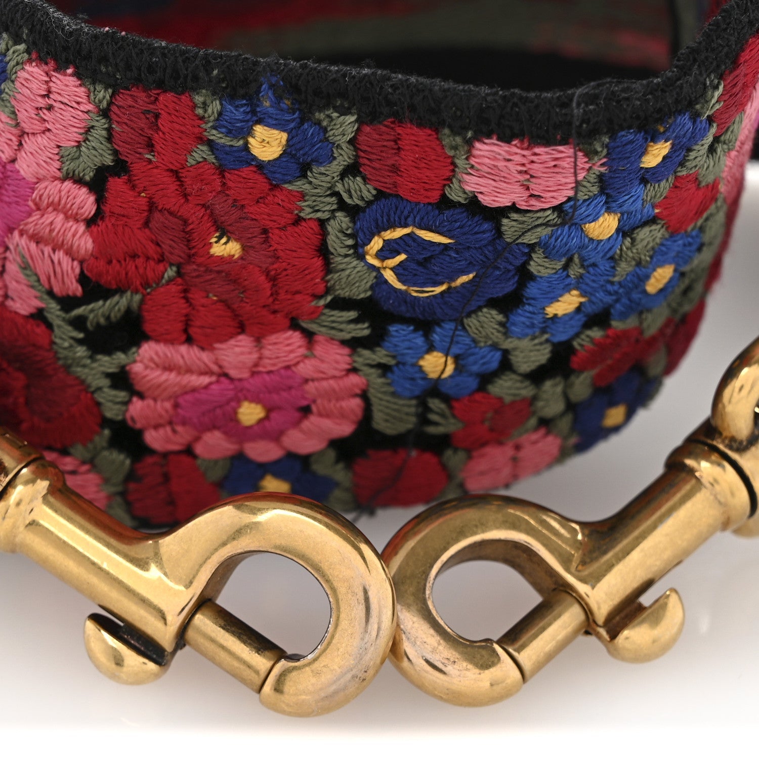 Lambskin Canvas Embroidered Floral Shoulder Strap Multicolor