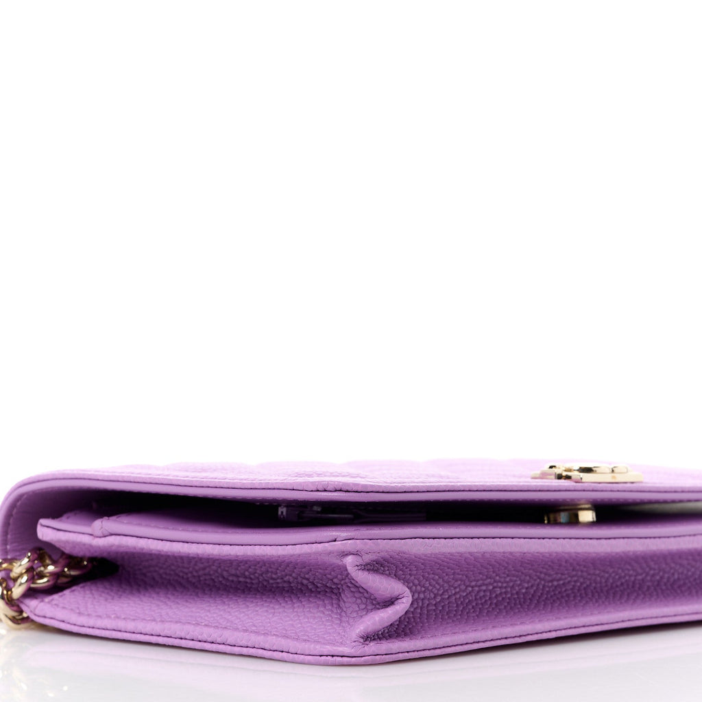 Caviar Quilted Boy Wallet On Chain WOC Purple