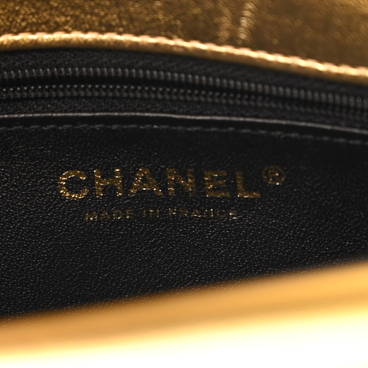 Lambskin Metallic Quilted Small CC Chic Double Flap Black Gold