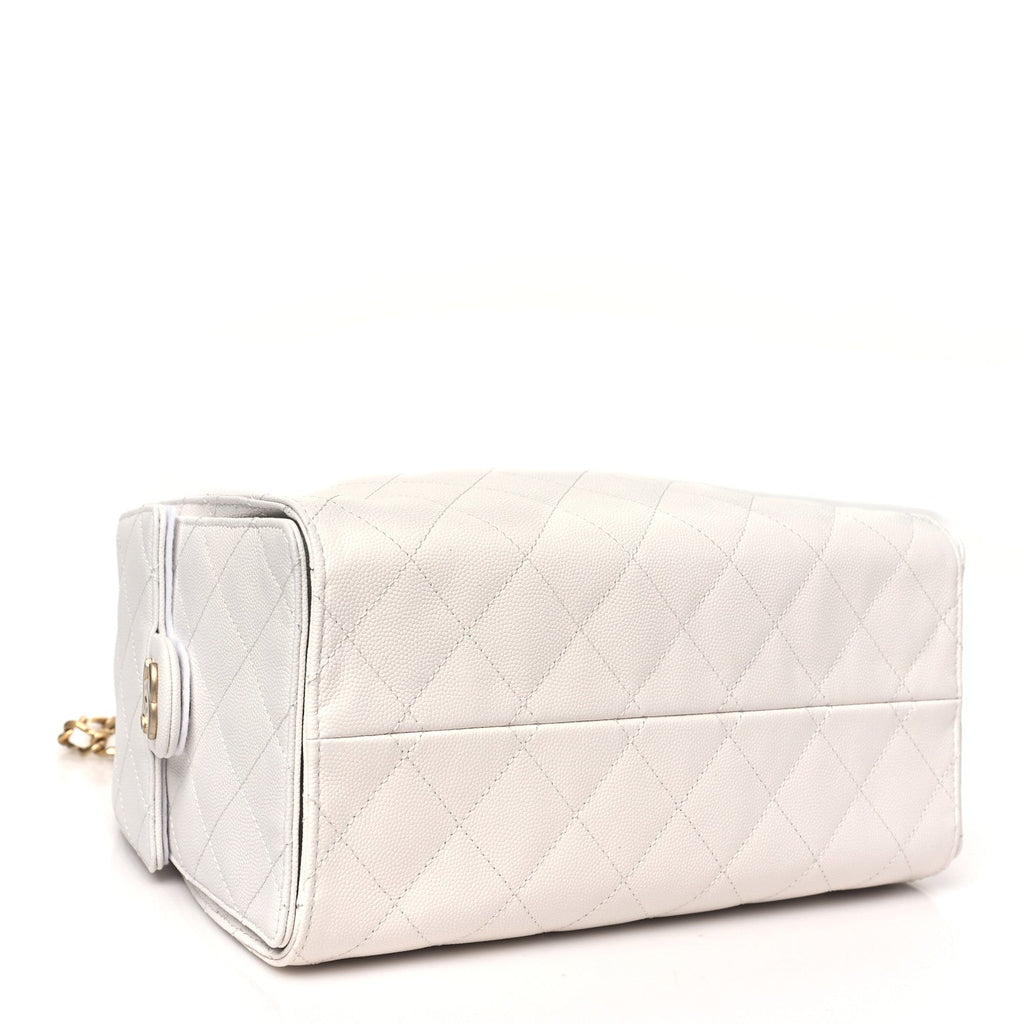 Caviar Quilted Small Chanel 25 Handbag White