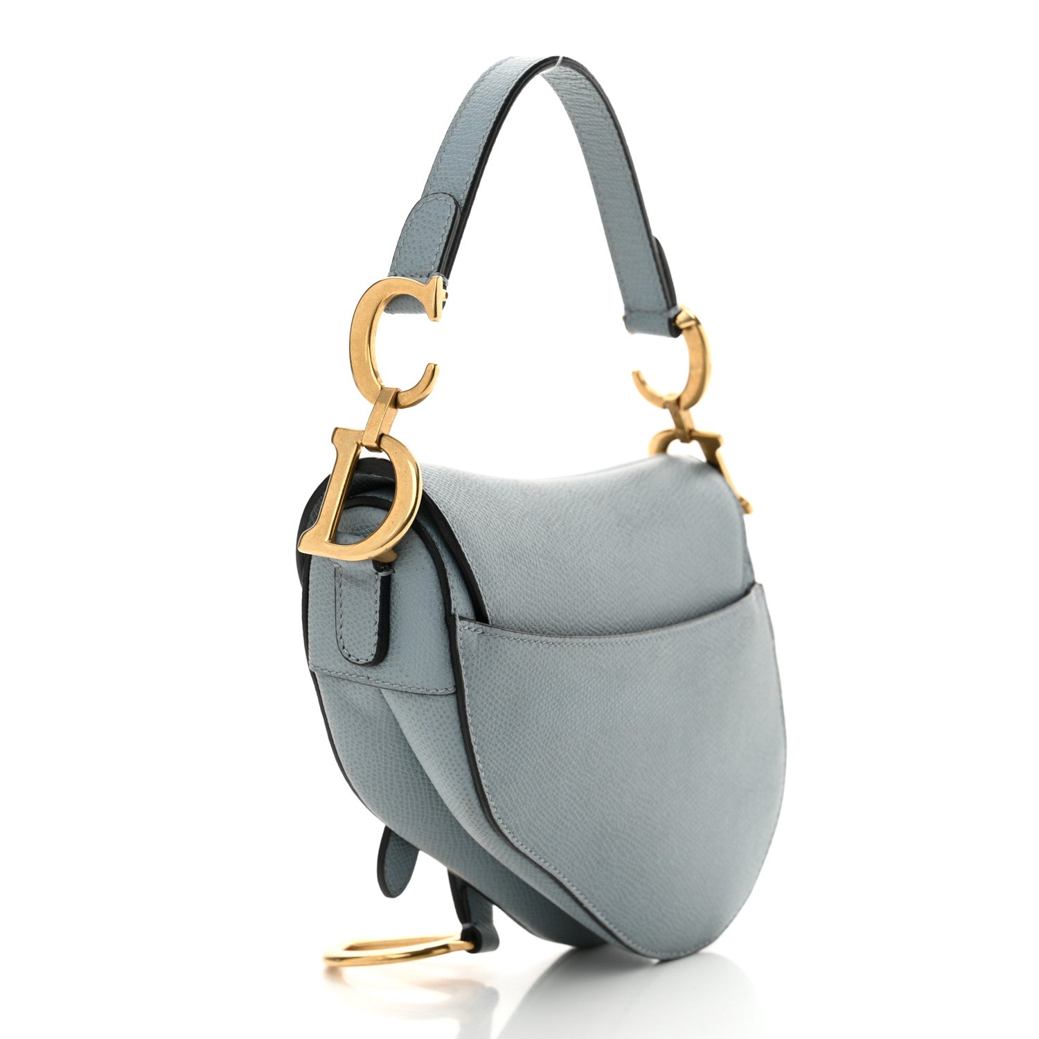 Grained Calfskin Mini Saddle Bag Sky Blue