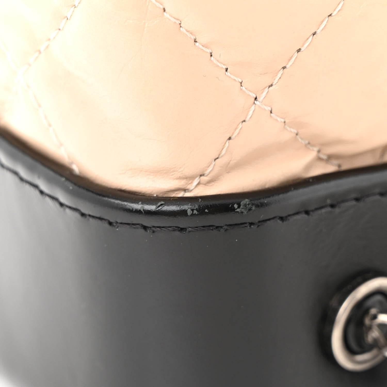 Aged Calfskin Quilted Small Gabrielle Backpack Beige Black