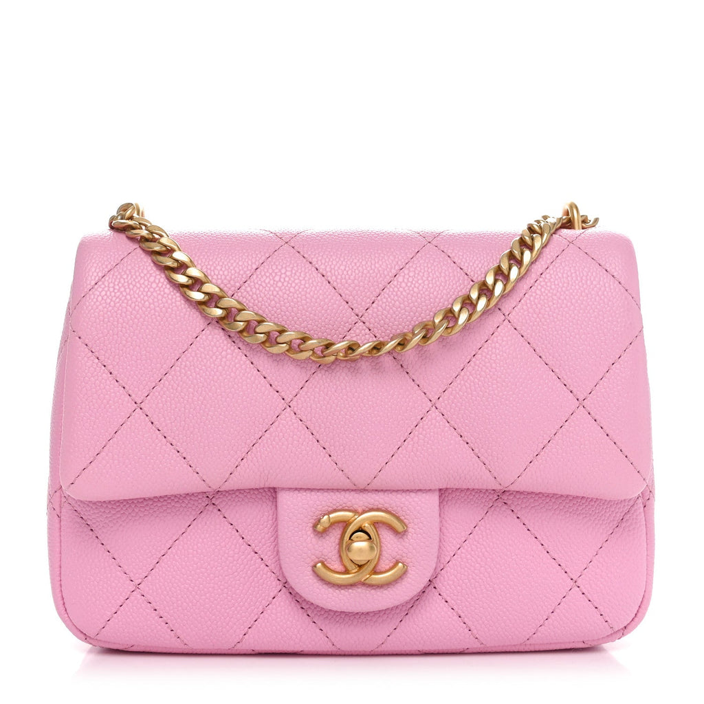 Caviar Quilted Mini Sweetheart Flap Lilac