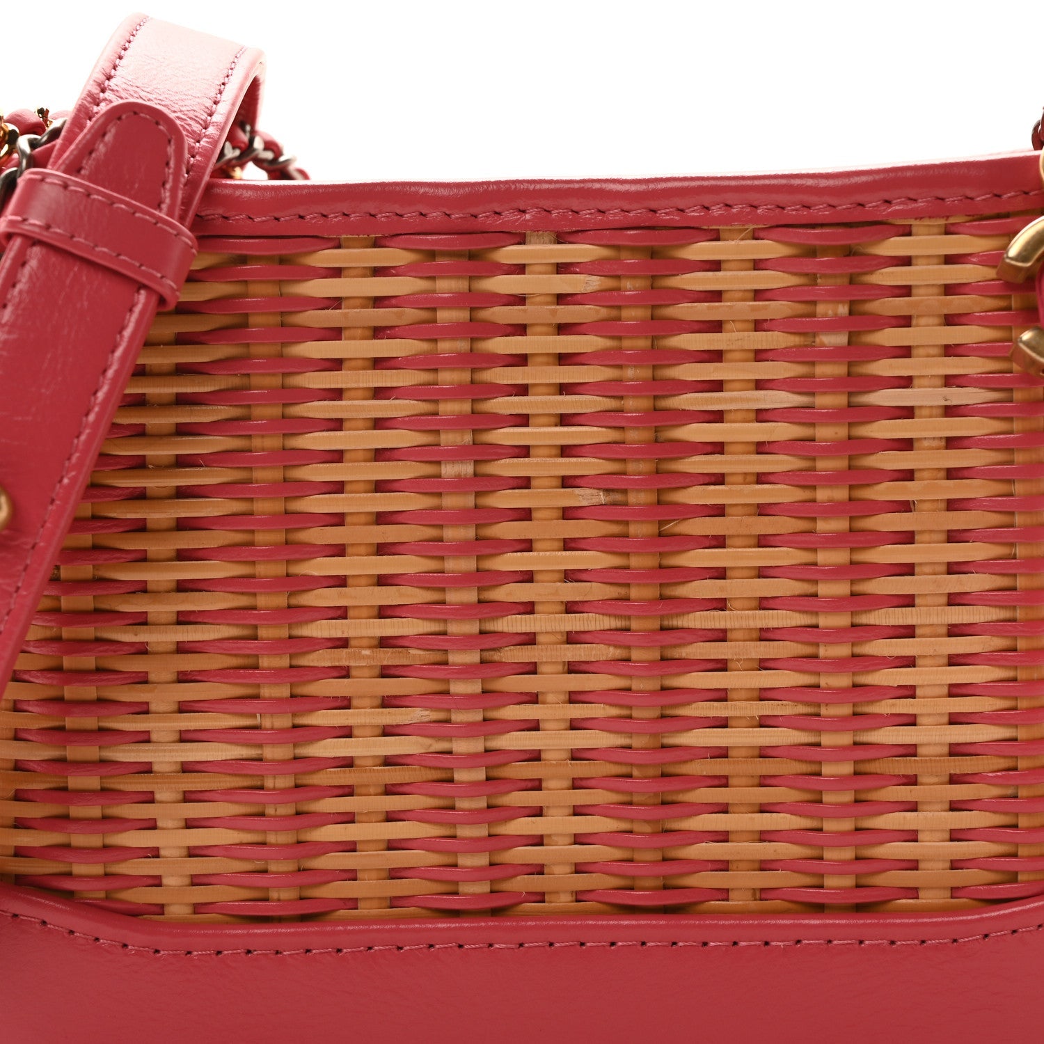 Rattan Calfskin Small Gabrielle Hobo Beige Pink