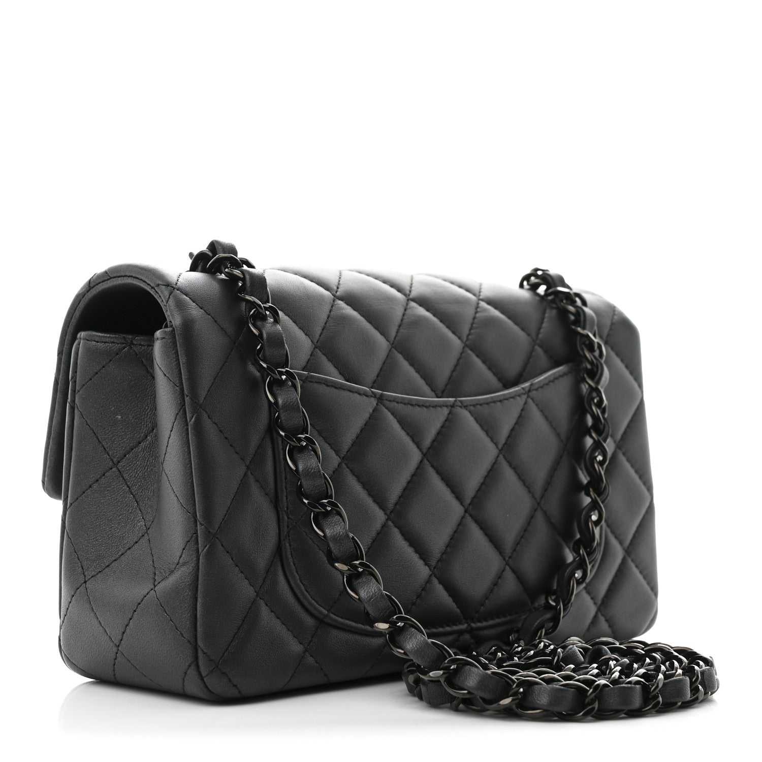 Lambskin Quilted Mini Rectangular Flap So Black