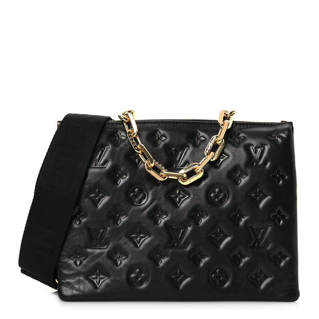 Lambskin Embossed Monogram Coussin PM Black