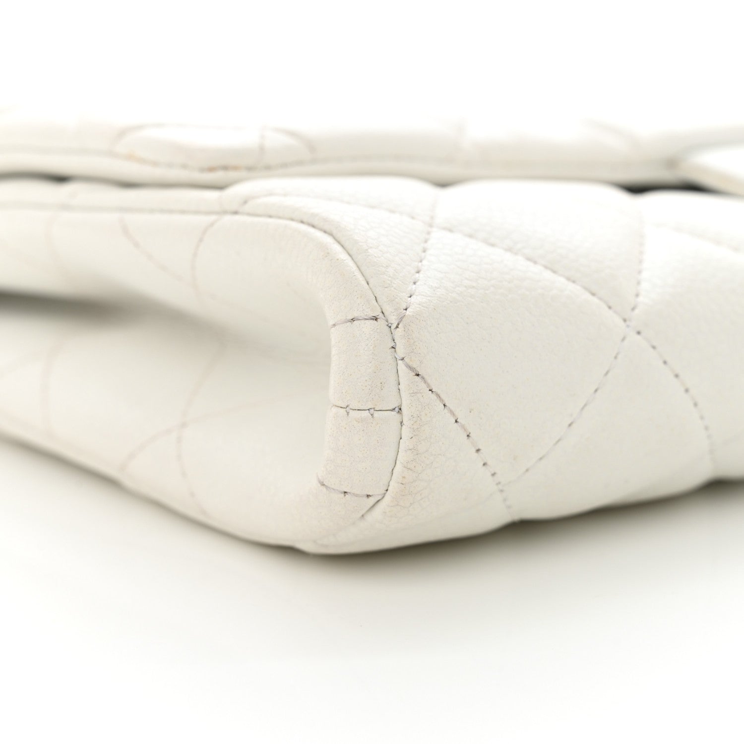 Pearly Caviar Quilted Clutch With Chain Flap Dark White