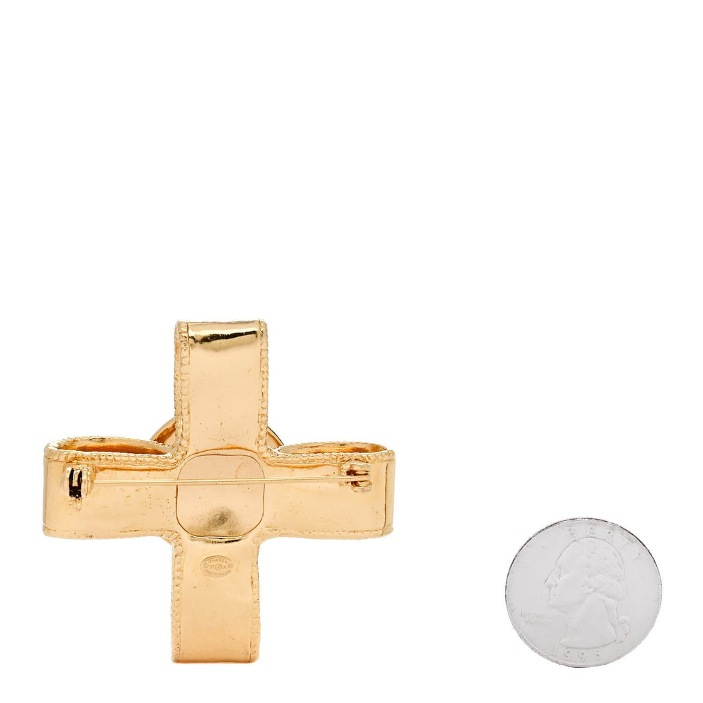CC Cross Brooch Gold