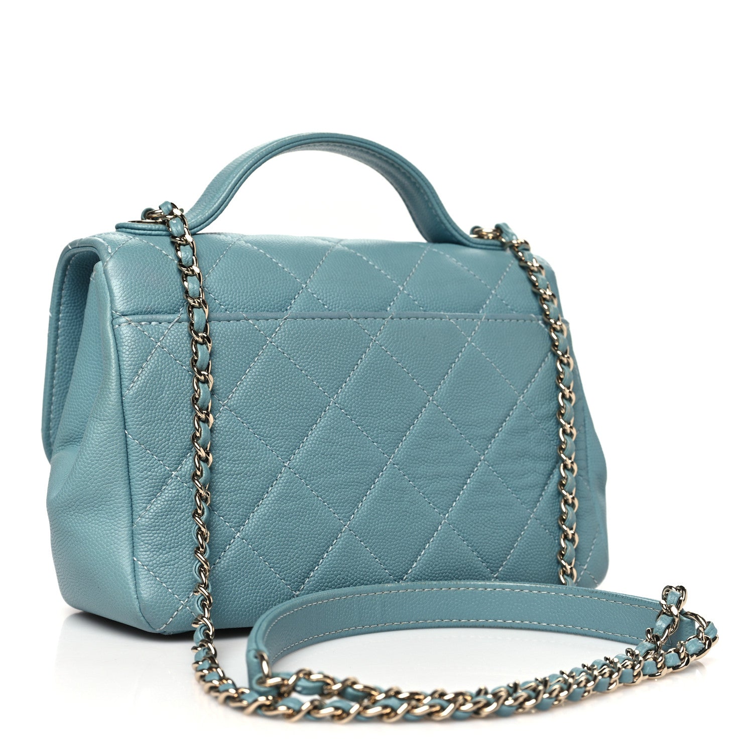 Caviar Quilted Small Business Affinity Flap Blue