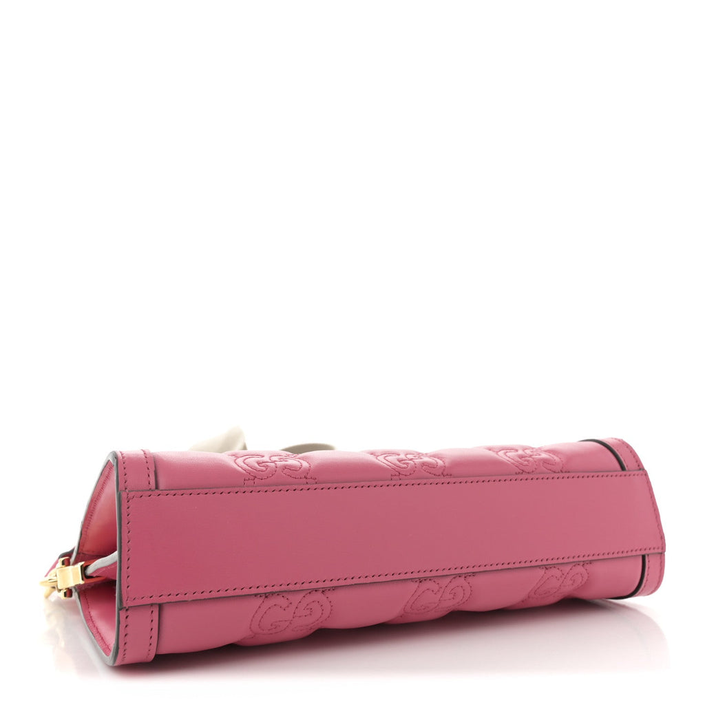 Calfskin GG Matelasse Small Slim Chain Shoulder Bag Rhodamine Pink Natural