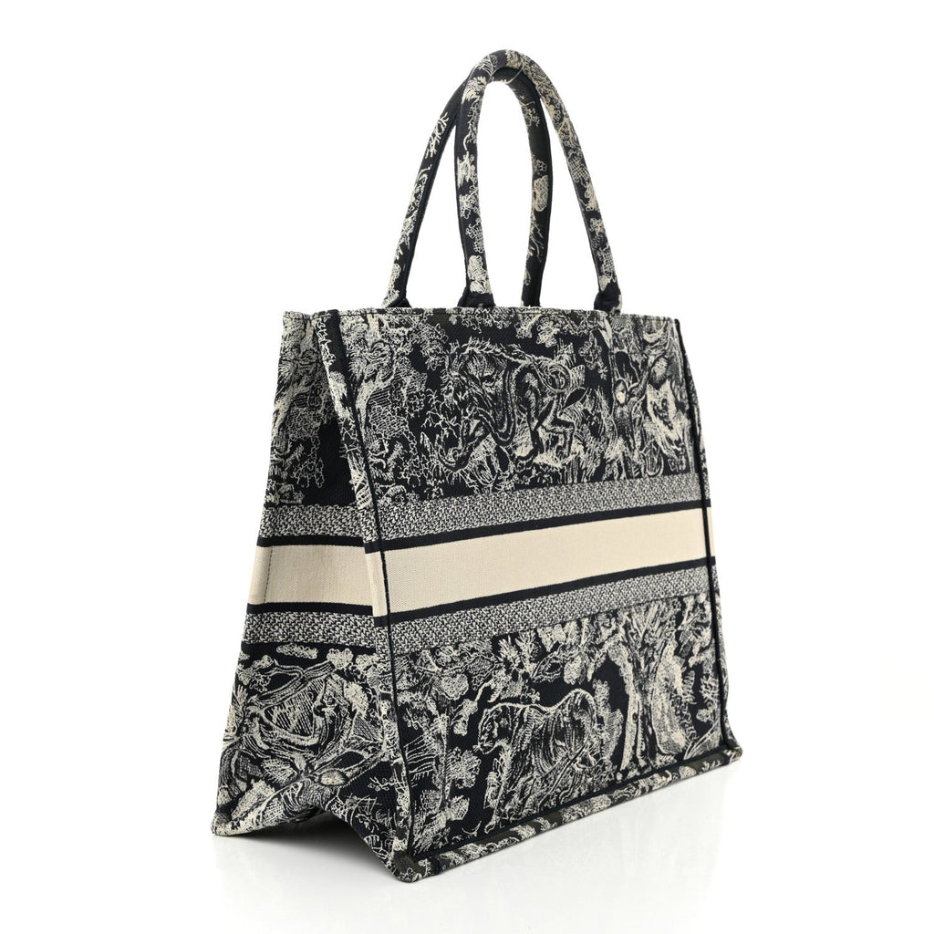 Canvas Embroidered Large Dioriviera Toile De Jouy Reverse Book Tote Blue