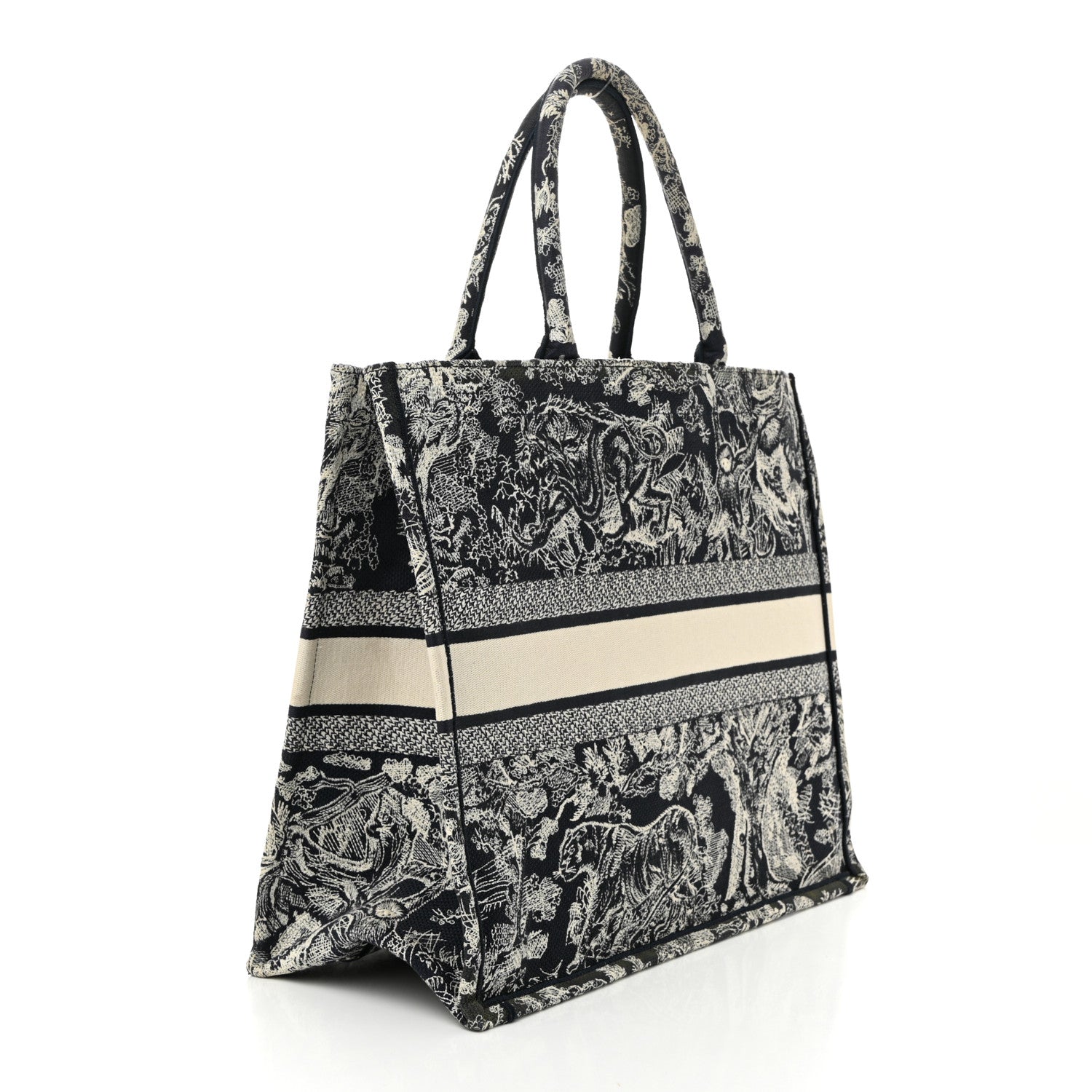 Canvas Embroidered Large Dioriviera Toile De Jouy Reverse Book Tote Blue