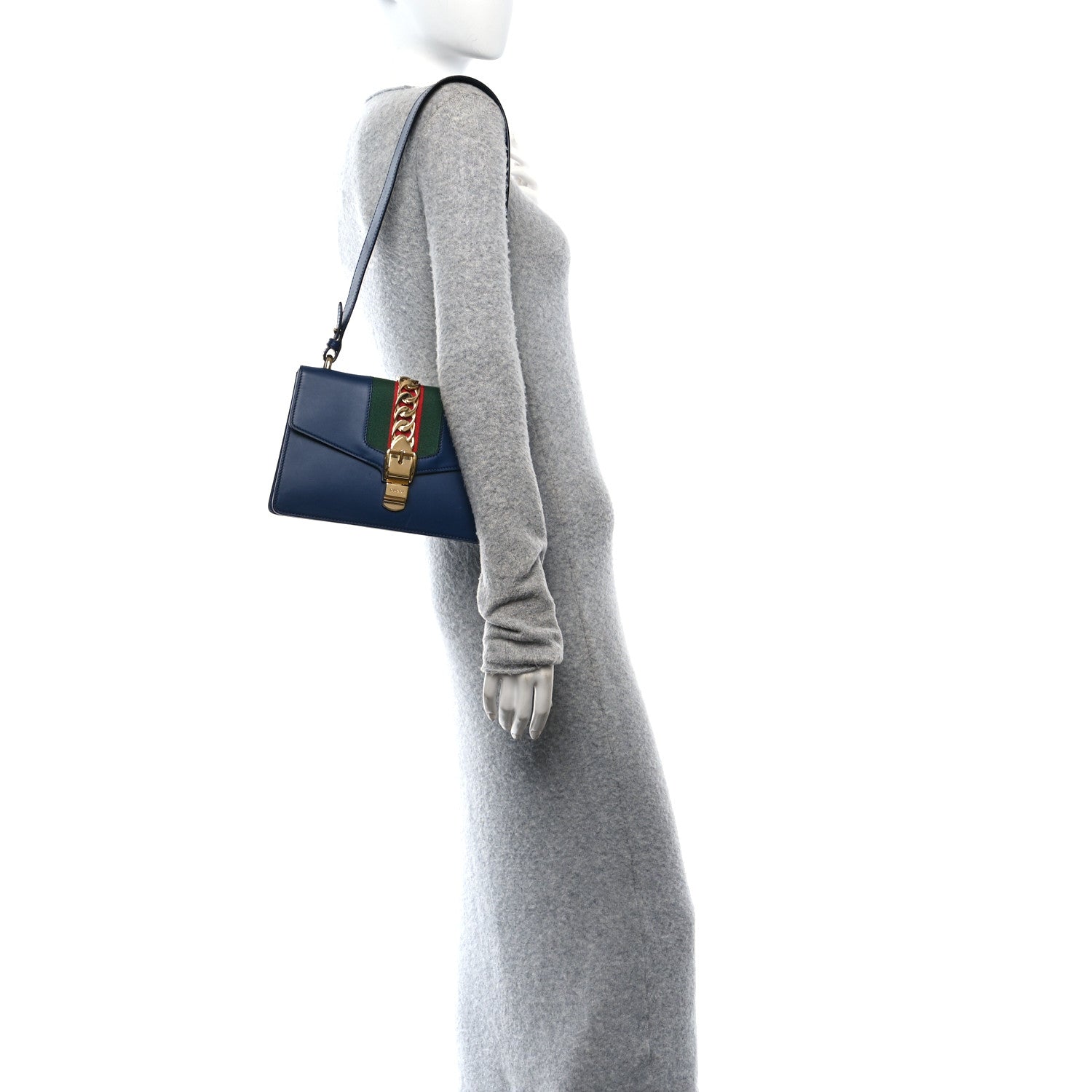 Calfskin Small Sylvie Shoulder Bag Blue Agata