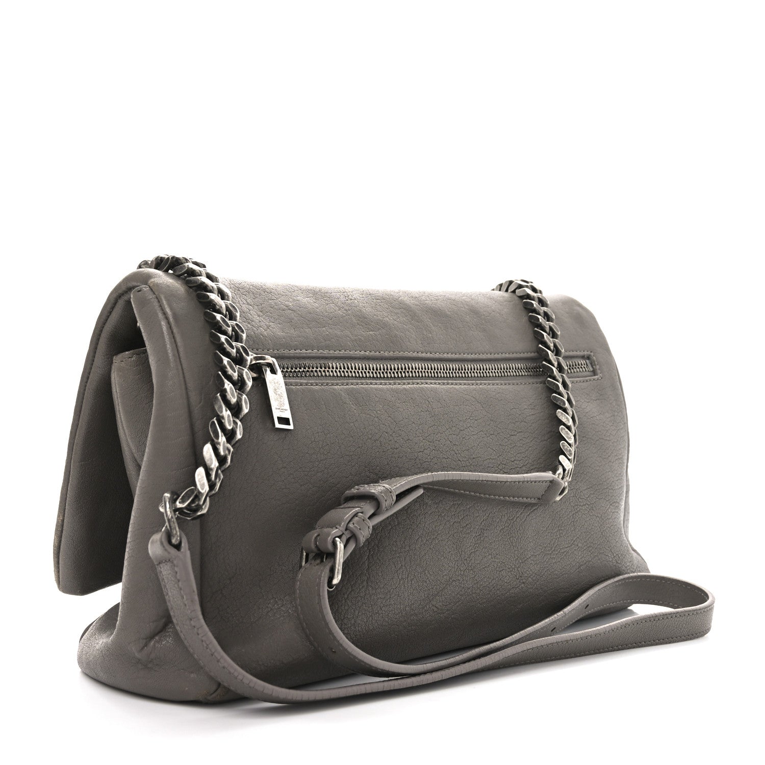 Sheepskin Medium West Hollywood Monogram Fold-Over Bag Grey