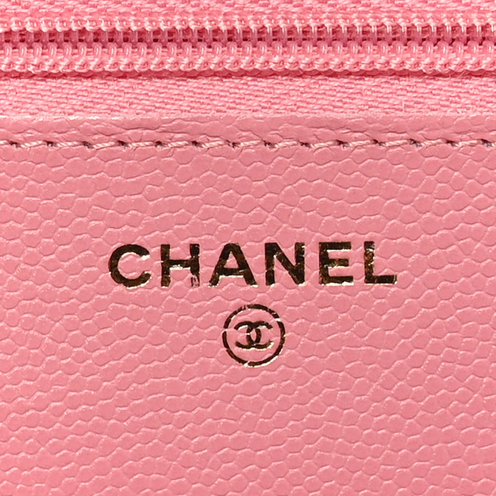 Caviar Quilted Wallet On Chain WOC Dark Pink