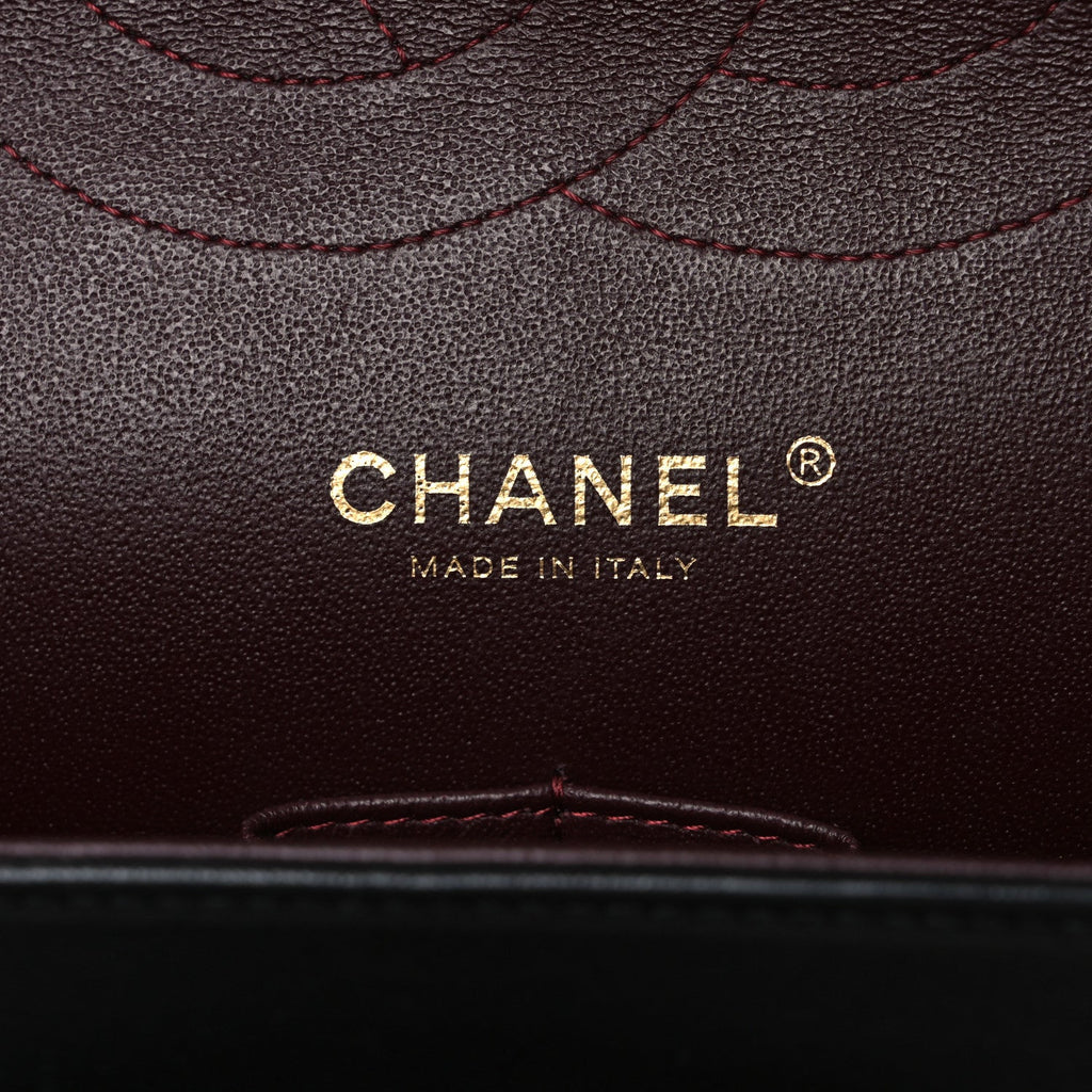 Lambskin Quilted Jumbo Double Flap Black