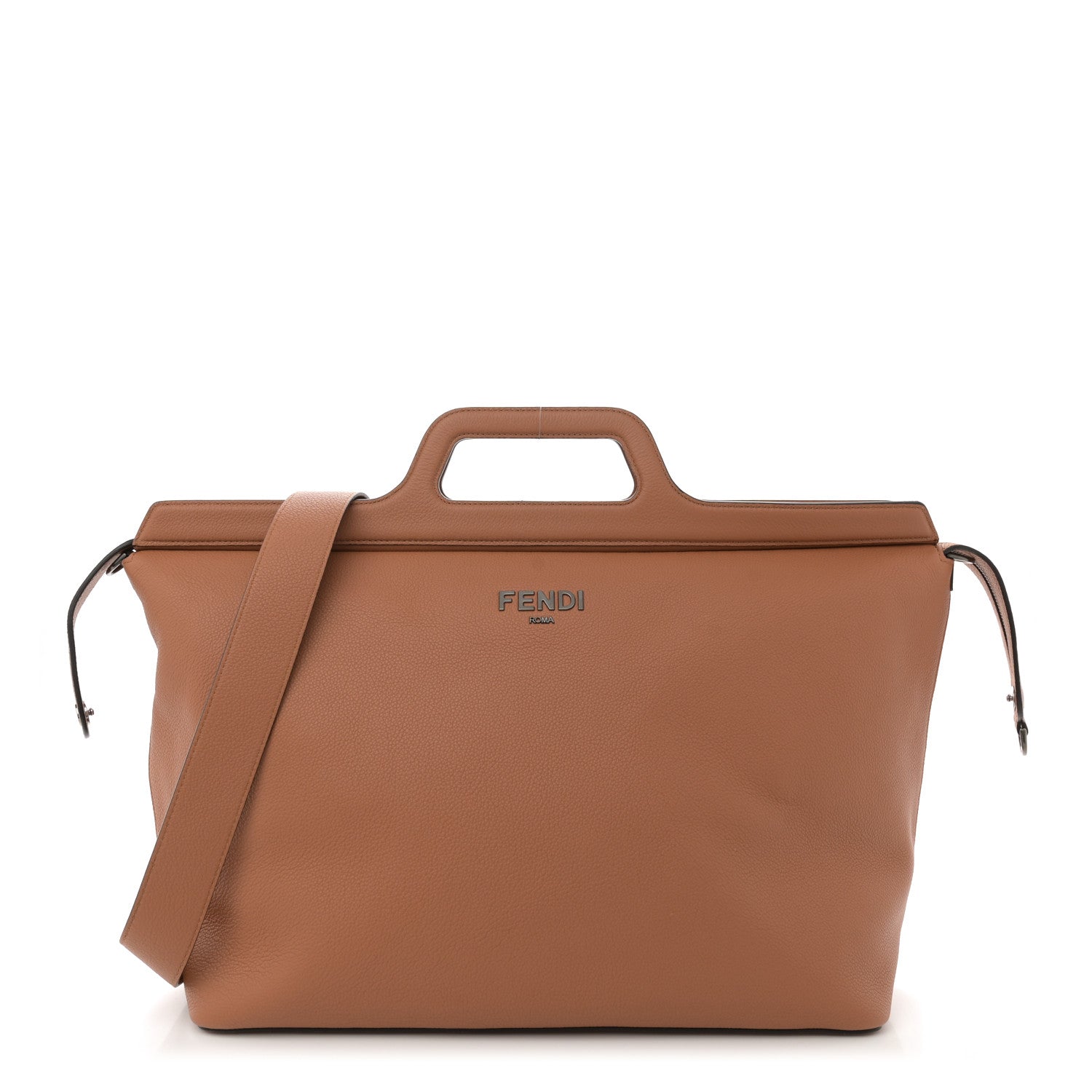 Vitello Cher Fendi Roma Duffle Bag Saddle Brandy