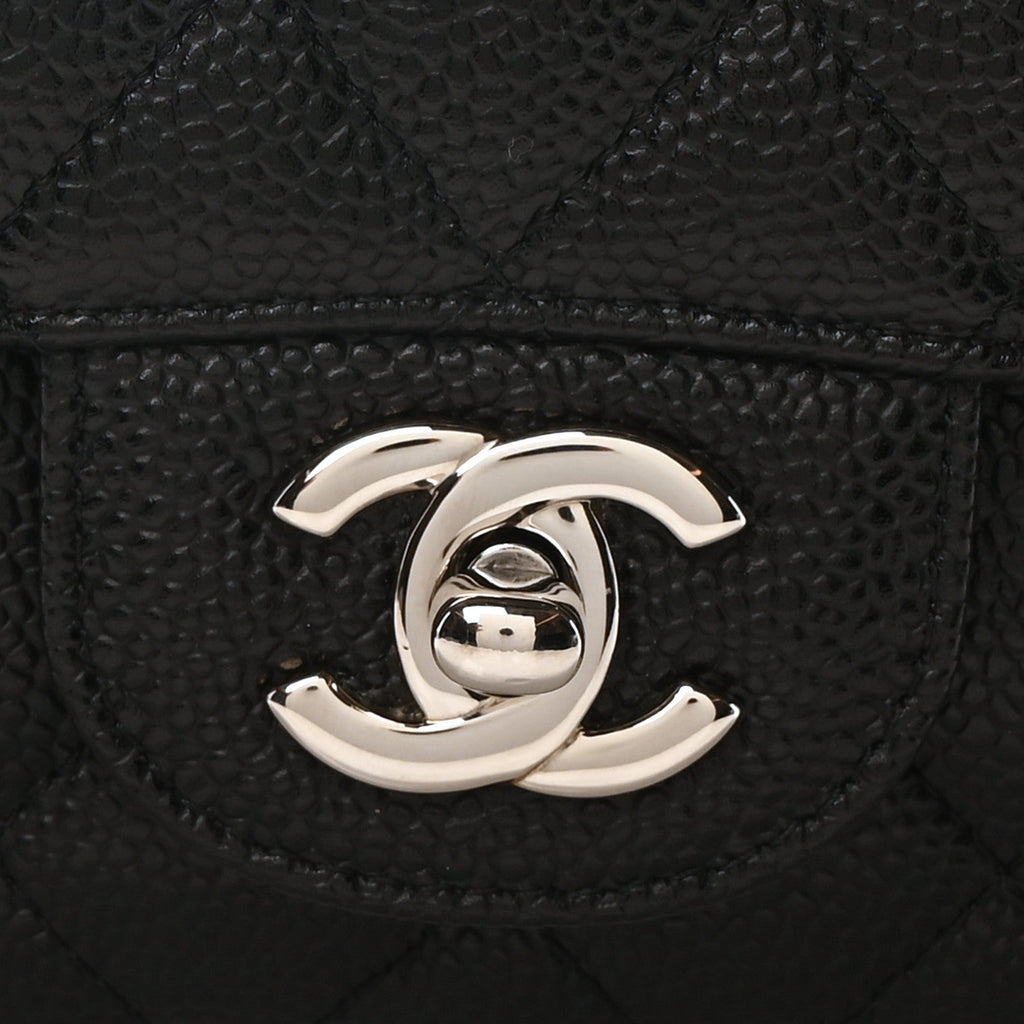 Caviar Quilted Medium Double Flap Black