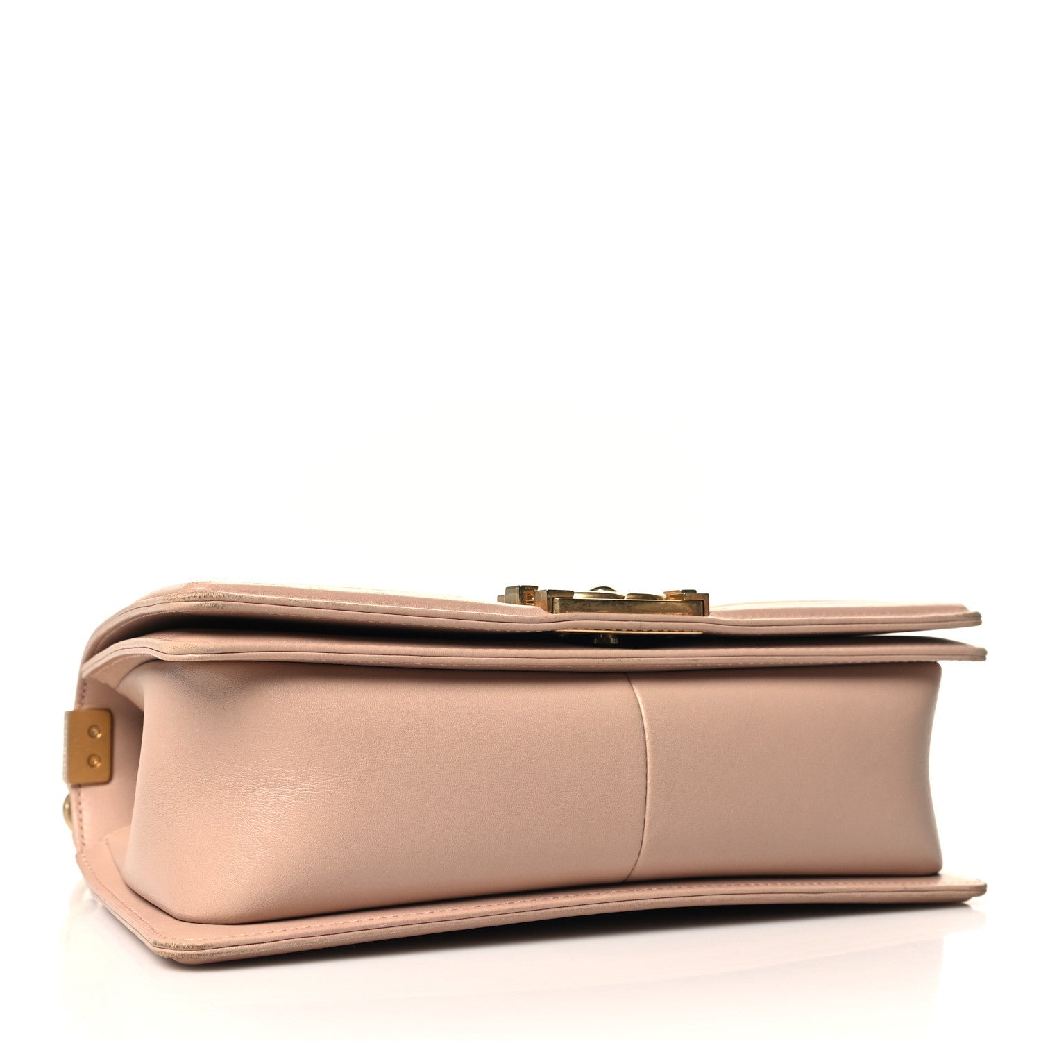 Lambskin Chevron Chain Stitched Medium Boy Flap Beige
