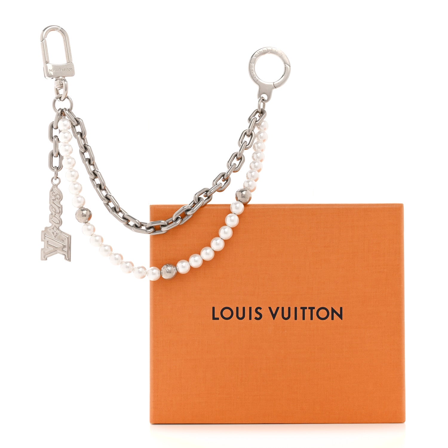 Metal Pearls Mini Chain Belt Bag Charm Silver