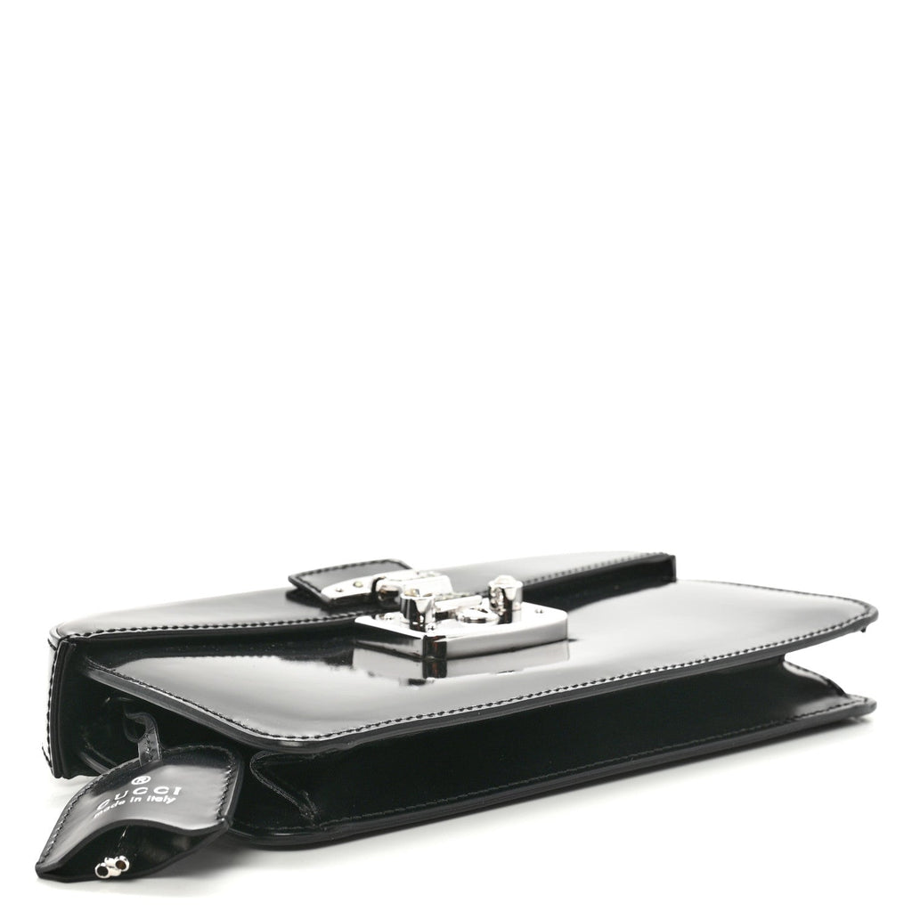 Regent Calfskin Small Lady Lock Briefcase Clutch Black