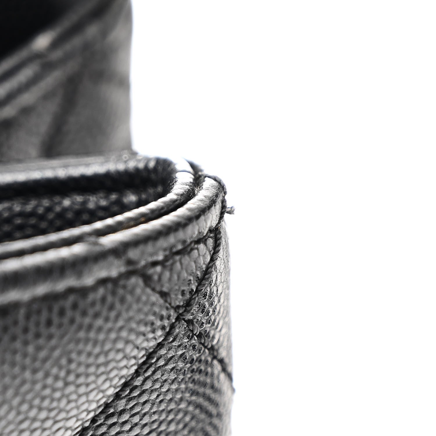 Caviar Lizard Quilted Large Coco Handle Flap Black