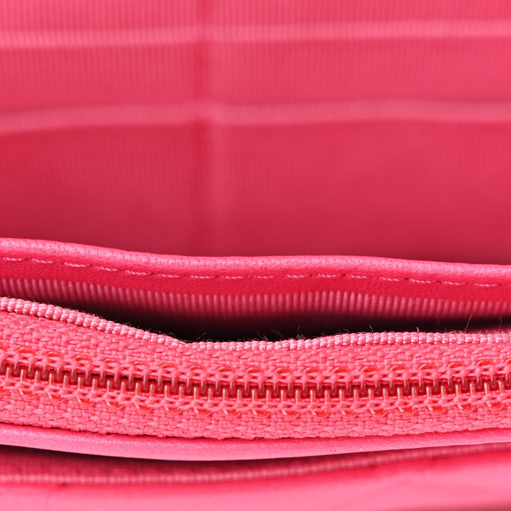 Lambskin Quilted Wallet on Chain WOC Fuchsia
