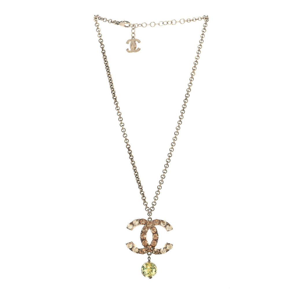 Crystal Bead CC Drop Pendant Necklace Multicolor