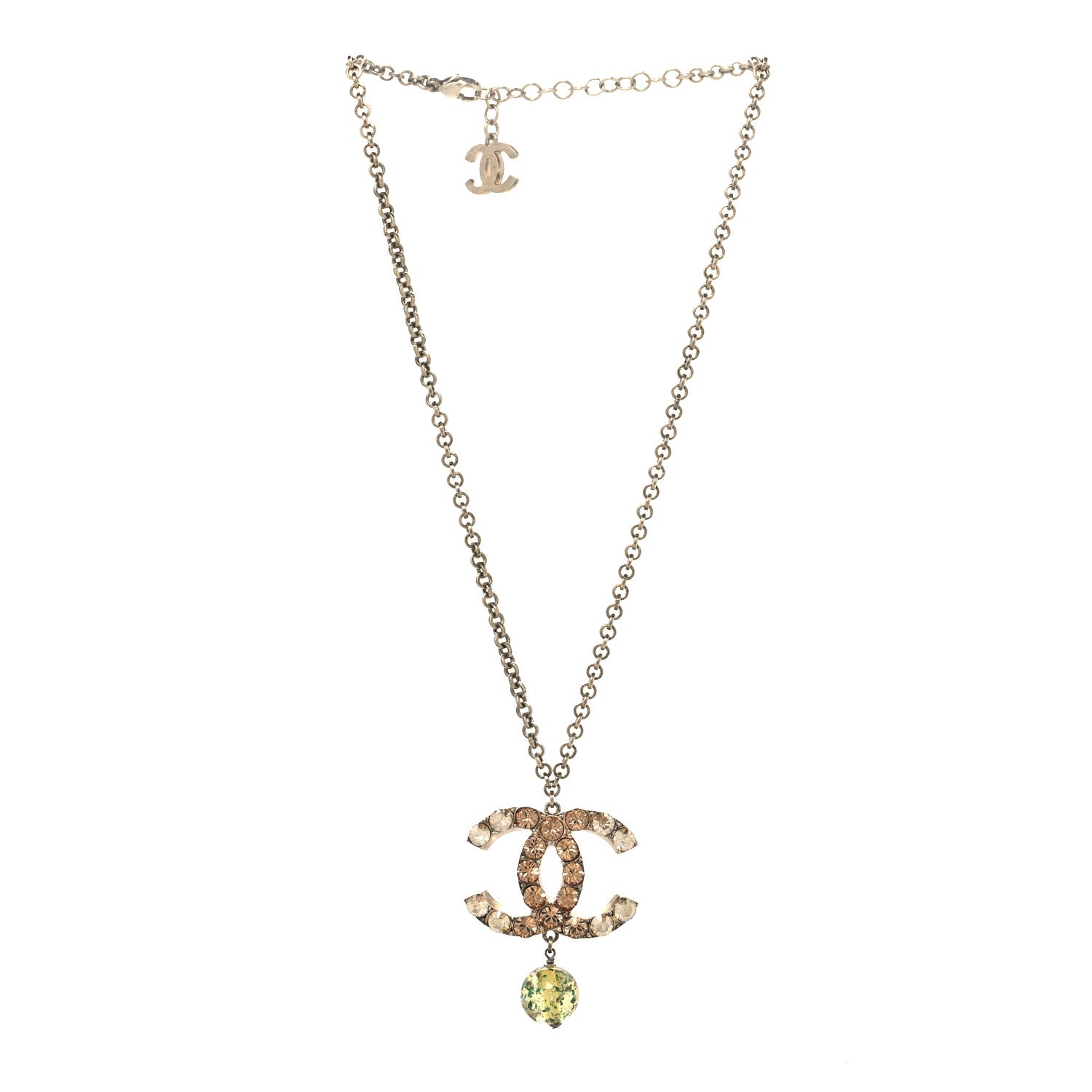 Crystal Bead CC Drop Pendant Necklace Multicolor