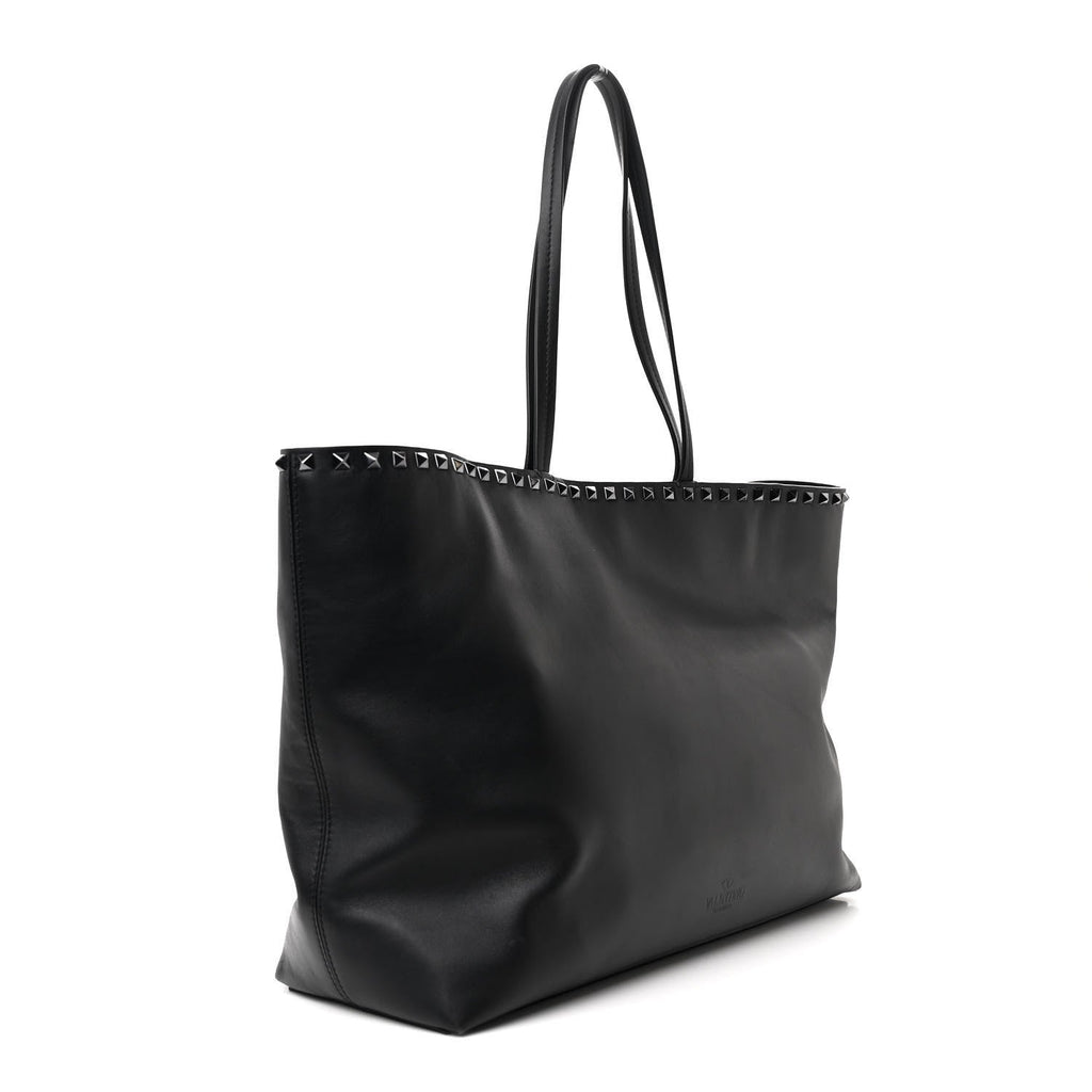 X UNDERCOVER Calfskin Print Rockstud Shoulder Tote Black