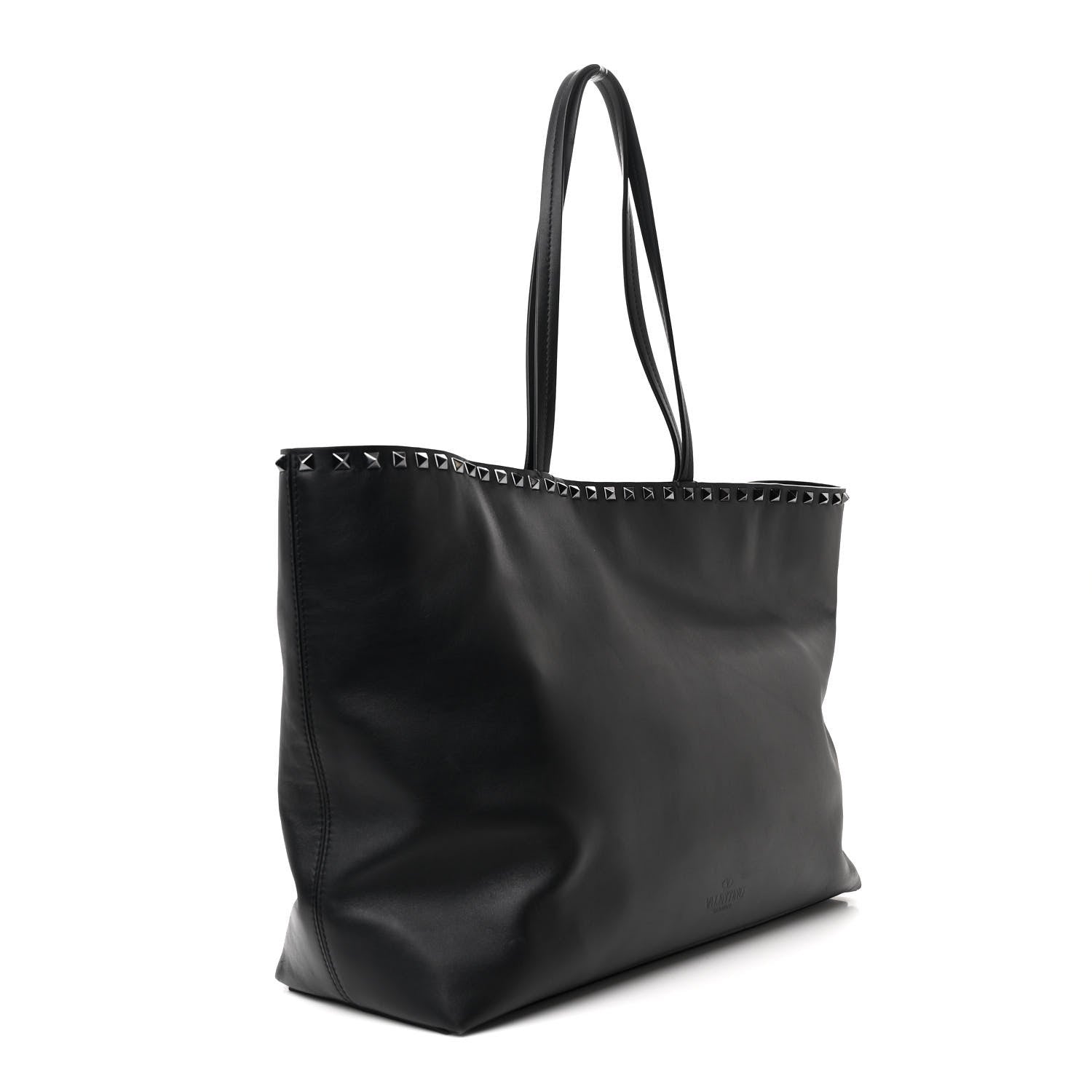 X UNDERCOVER Calfskin Print Rockstud Shoulder Tote Black