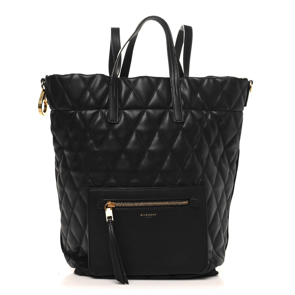 Rubberized Canvas Quilted Duo Backpack Black