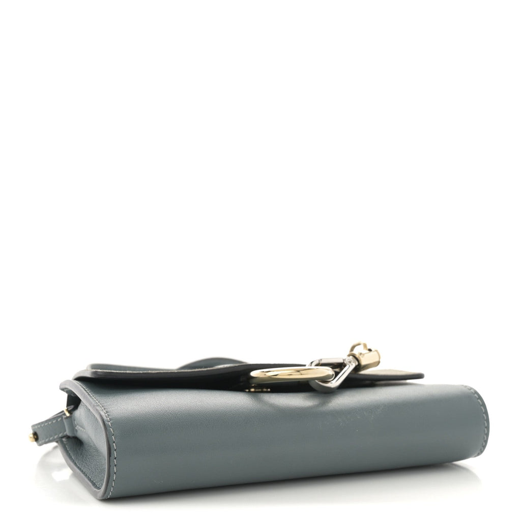 Suede Calfskin Mini Faye Shoulder Bag Cloudy Blue