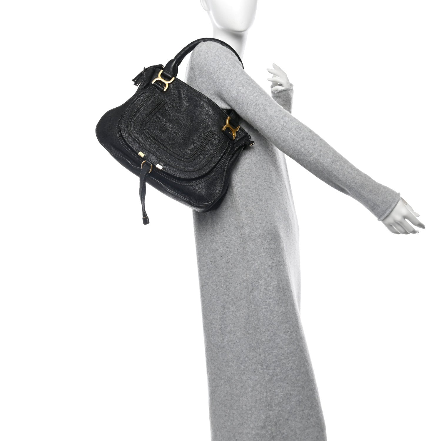 Calfskin Medium Marcie Satchel Black