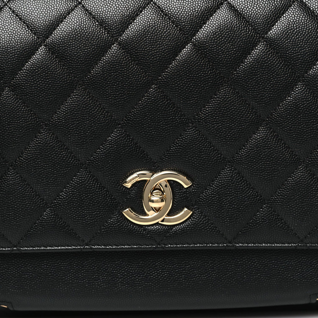 Caviar Quilted Large Business Affinity Flap Black