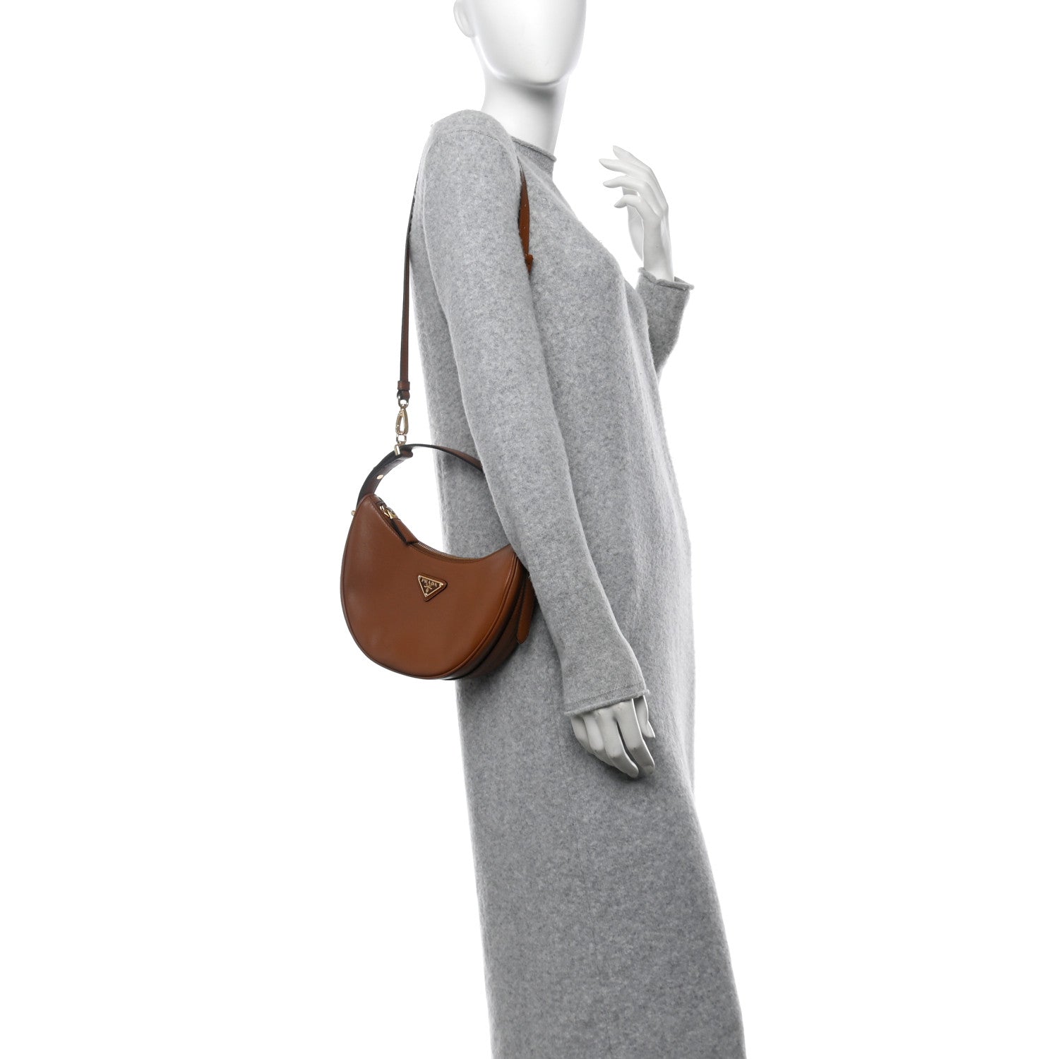 Soft Calfskin Arque Shoulder Bag Cognac