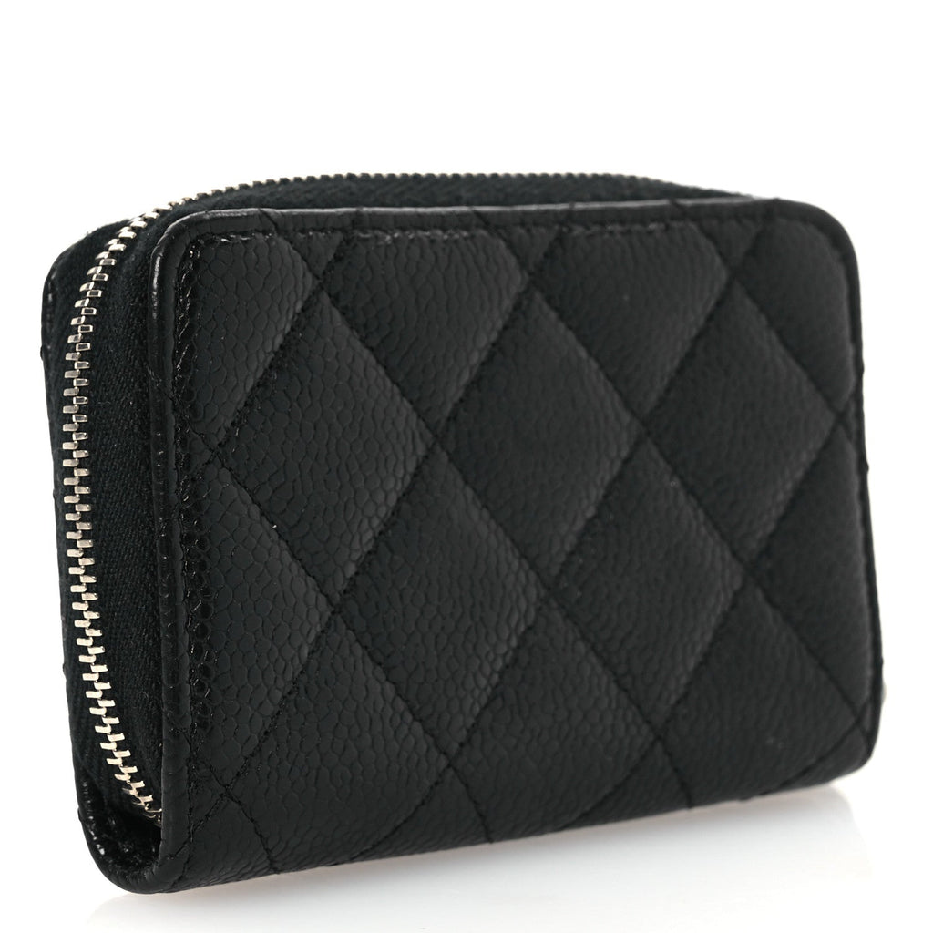Caviar Quilted Incognito Zip Coin Purse Black