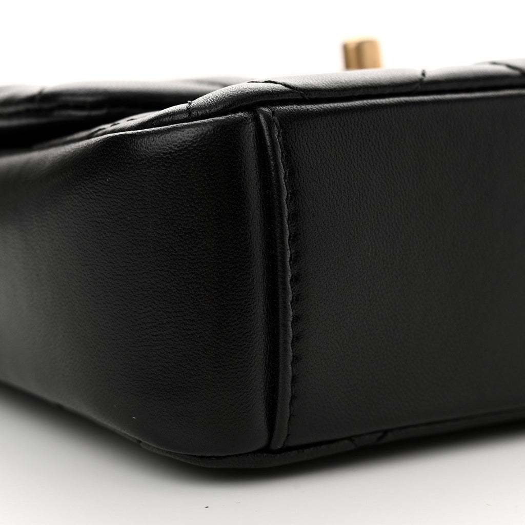Lambskin Quilted Mini Side Note Flap Black