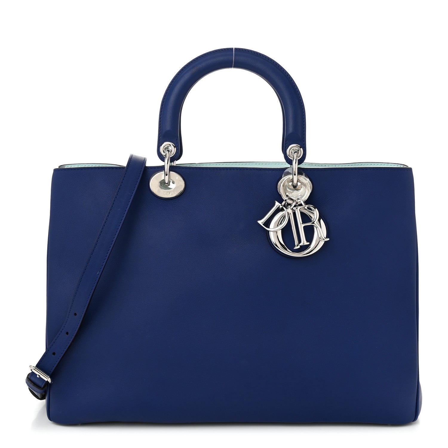 Smooth Calfskin Large Diorissimo Bag Navy Blue