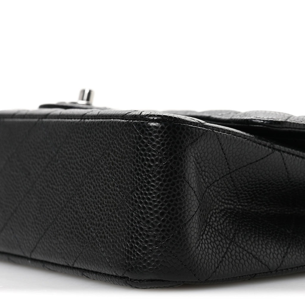 Caviar Quilted Medium Double Flap Black