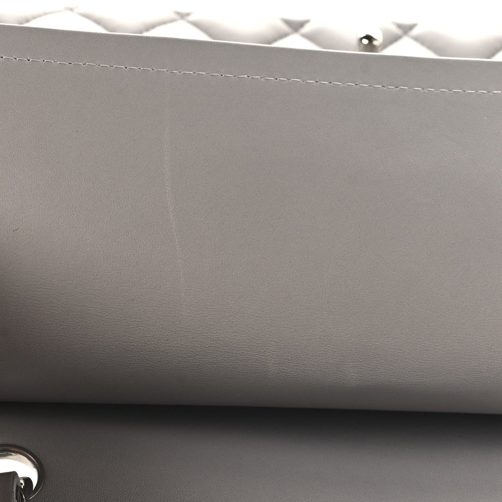 Lambskin Quilted Medium Double Flap Grey