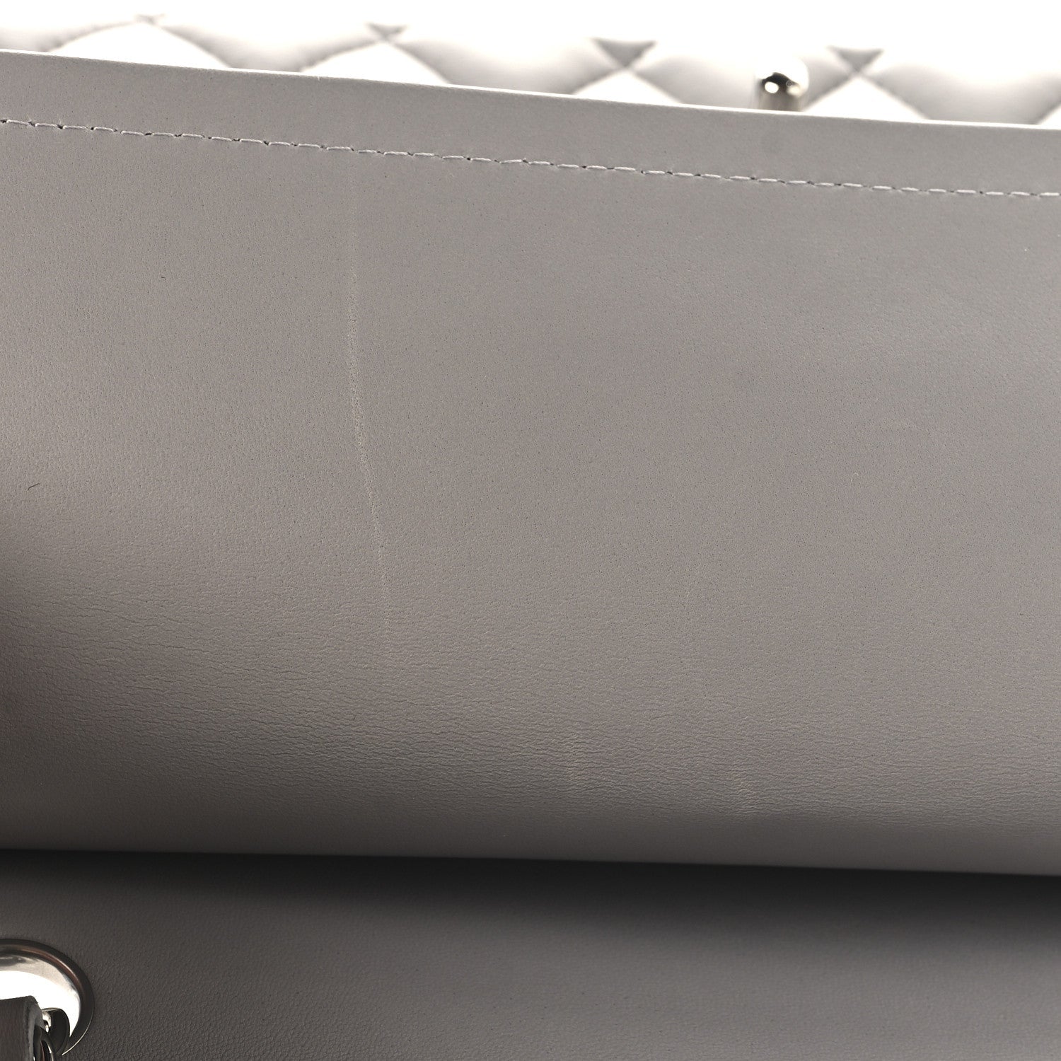 Lambskin Quilted Medium Double Flap Grey