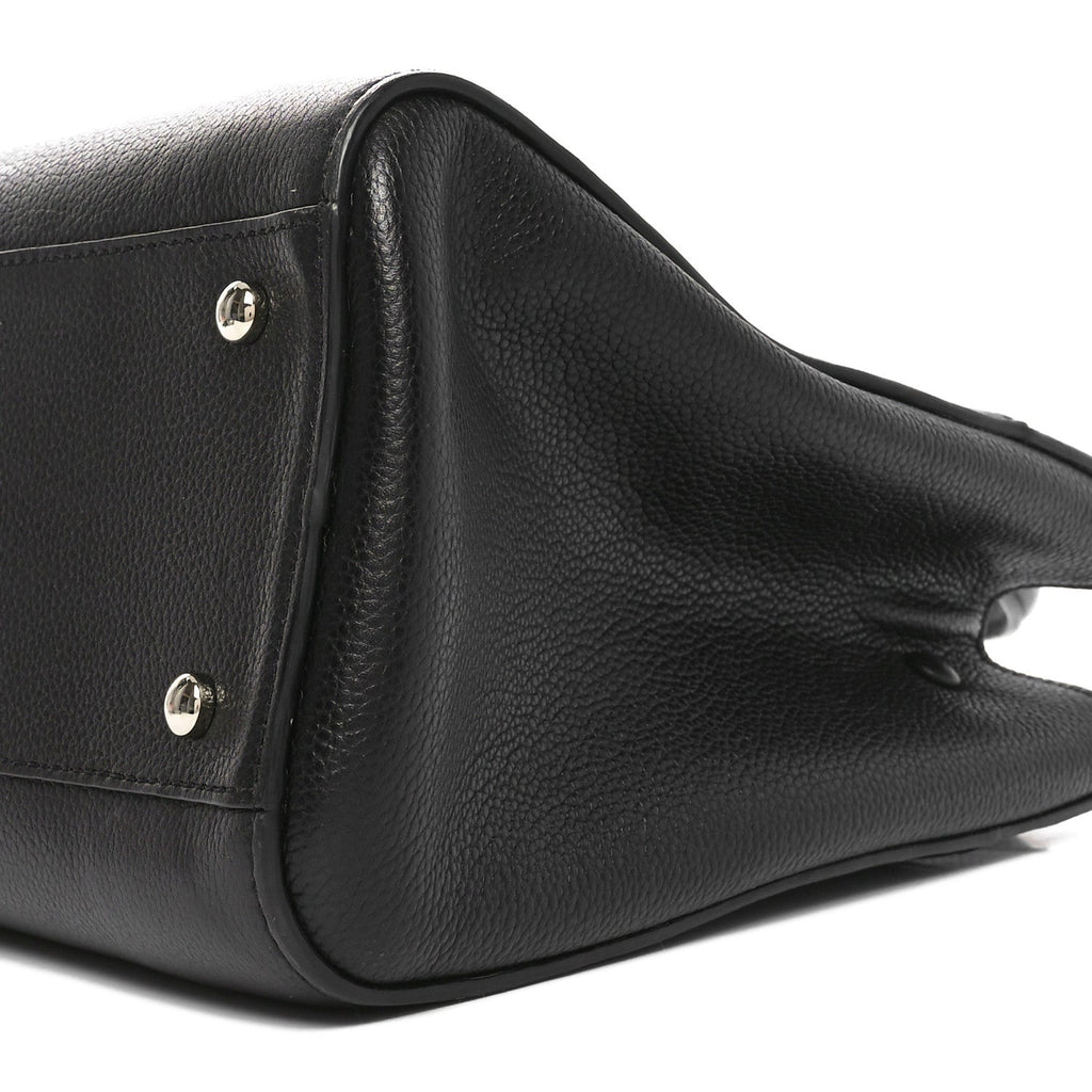 Grained Calfskin Medium Neo Executive Shopper Tote Black