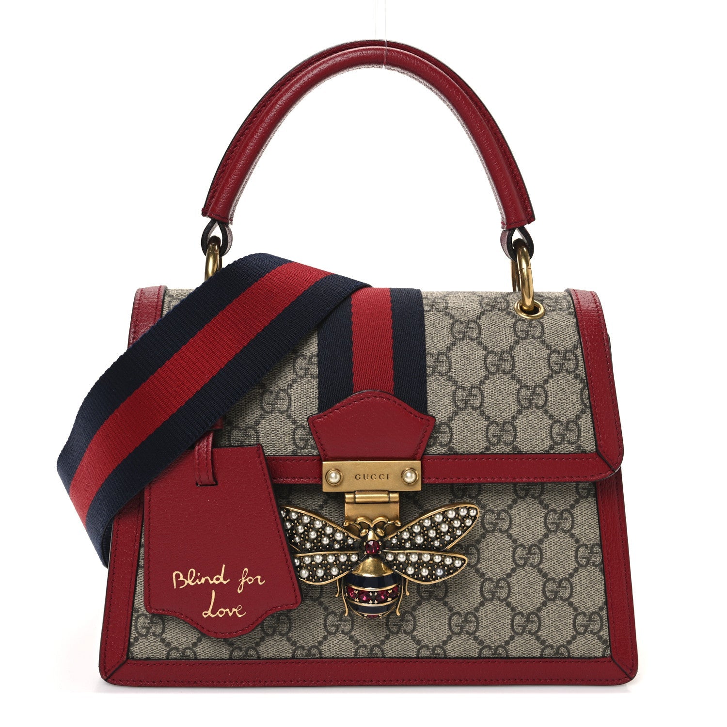 GG Supreme Monogram Small Queen Margaret Top Handle Bag Red