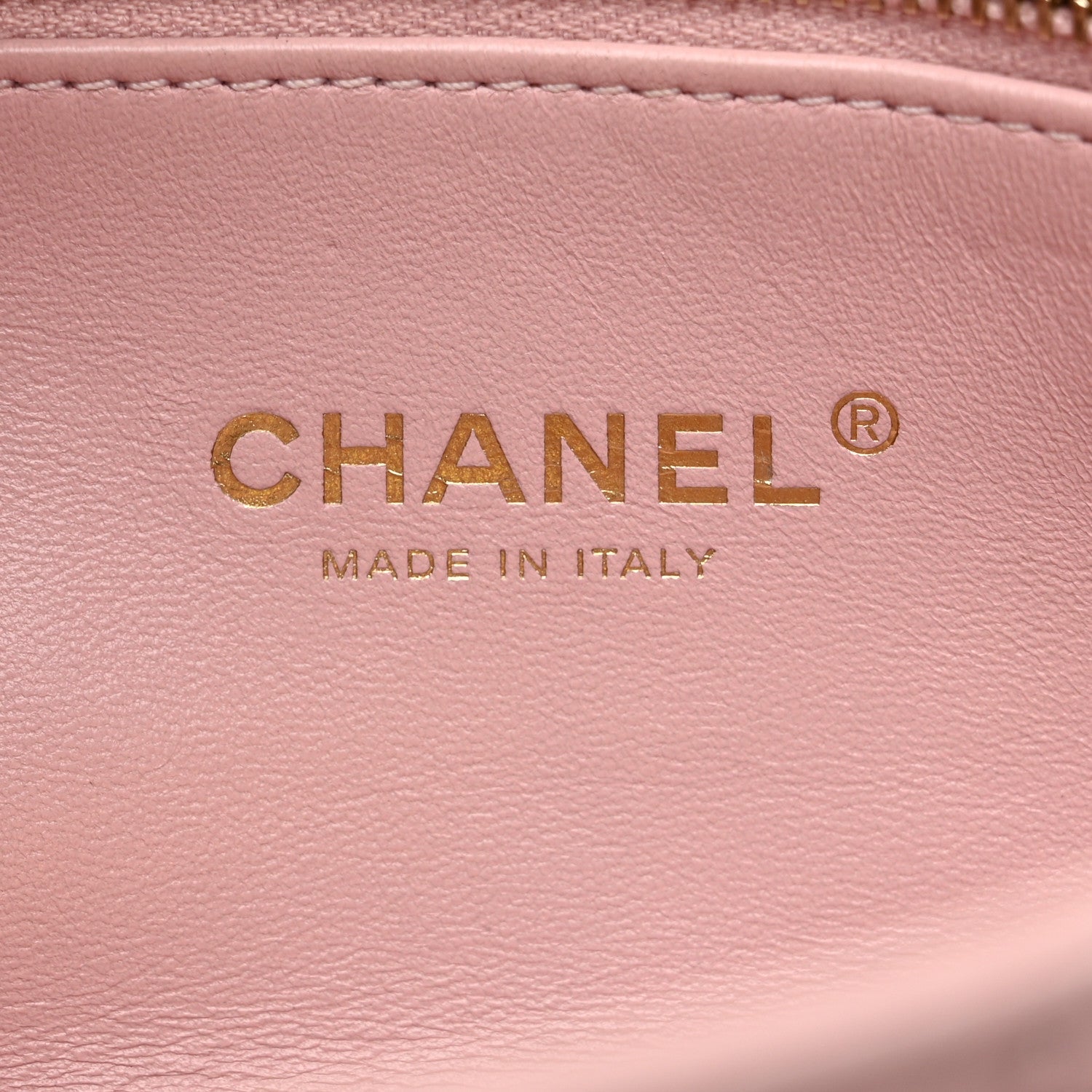 Lambskin Resin Pearl Quilted Small Flap Pink