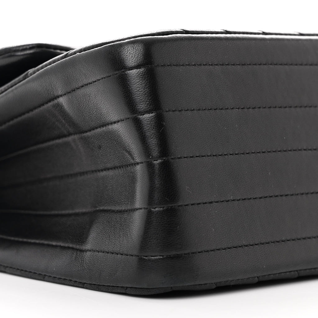 Lambskin Chevron Quilted Jumbo Double Flap So Black