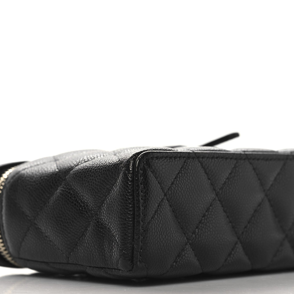 Caviar Quilted Top Handle Slim Vanity With Chain Black