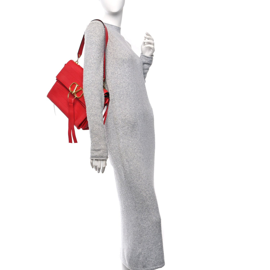 Calfskin Medium Vring Shoulder Bag Rouge
