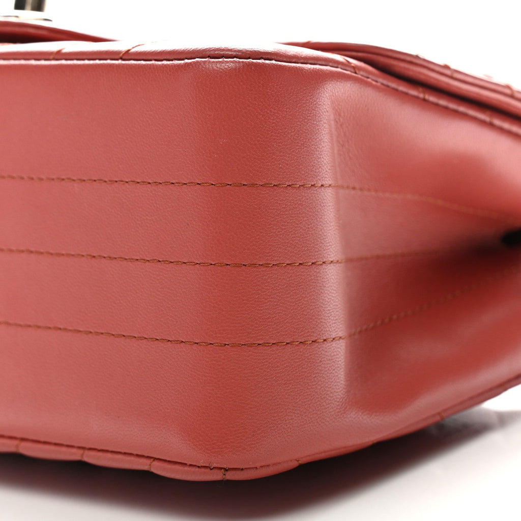 Lambskin Chevron Quilted Mini Square Flap Rosewood