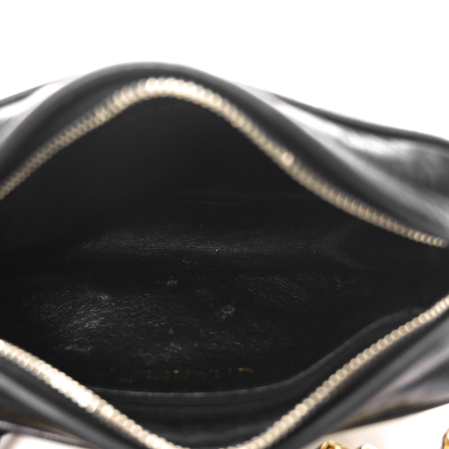 Lambskin Quilted Tassel Camera Case Black